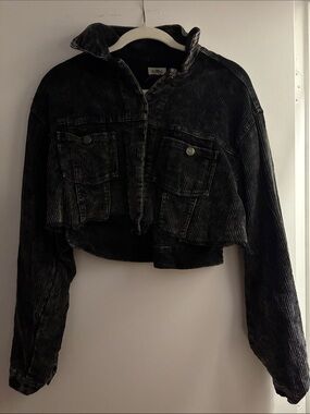 POL - Cropped Black Corduroy Jacket